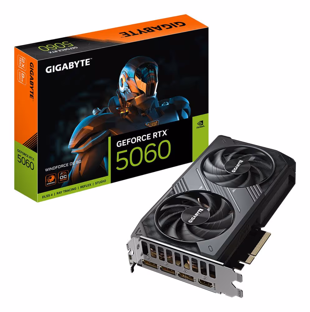 Carte Graphique Gigabyte GeForce RTX 5060 8Go GDDR7 WINDFORCE OC