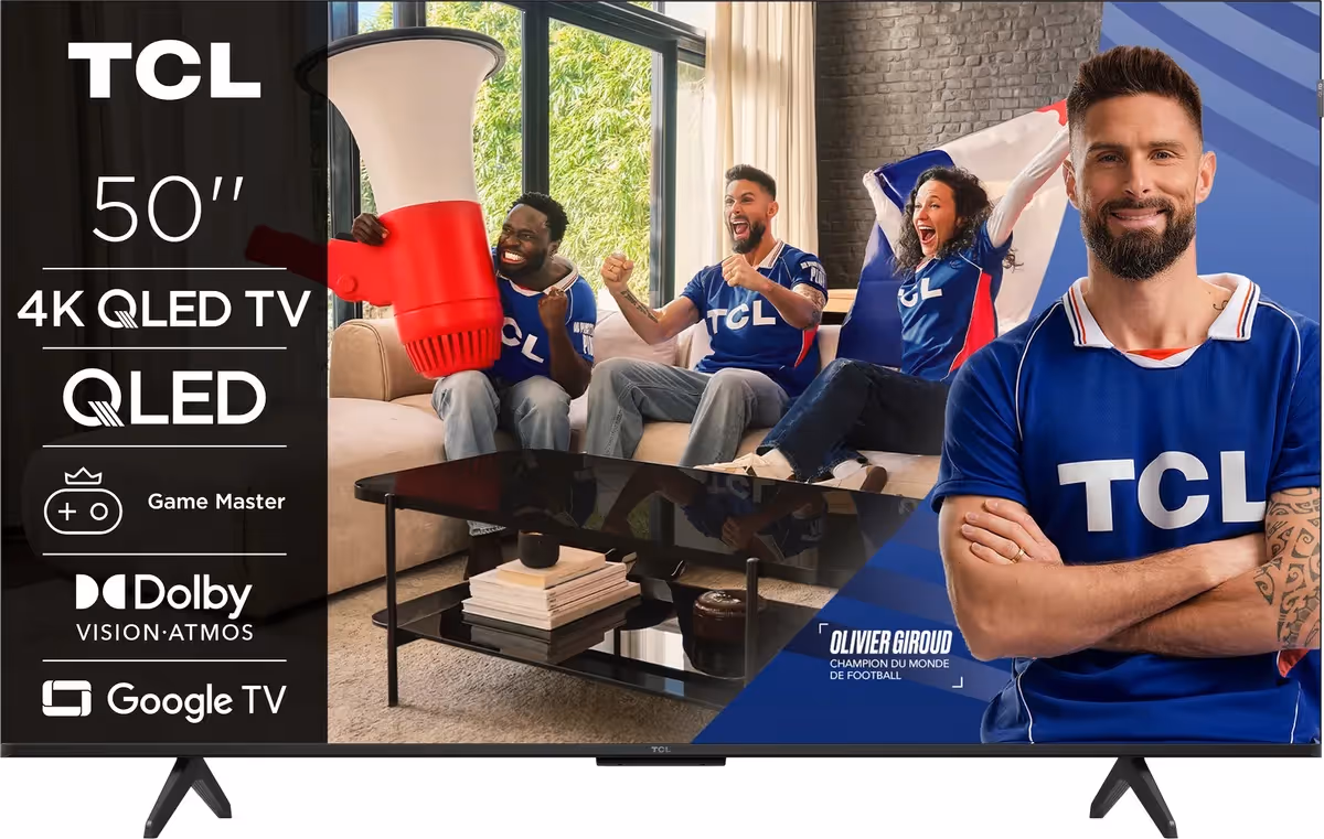 TV TCL 50P7L 50" QLED UHD 4K Google TV - Noir