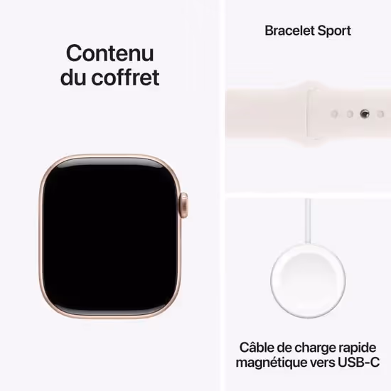 Apple Watch Series 10 GPS - 42mm - Boîtier Rose Gold Aluminium - Bracelet Light Blush Sport Band 6