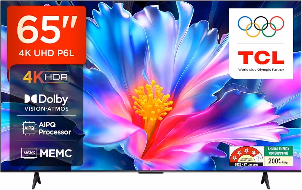 TV TCL 65'' P6L  4K UHD Smart Google Tv - Noir