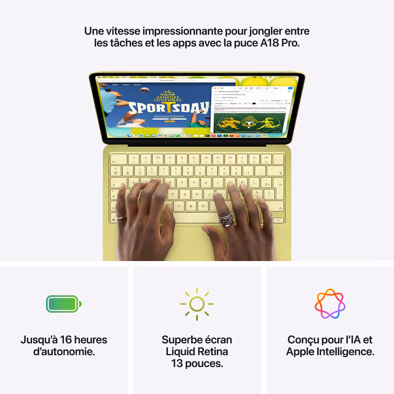 Apple - 13" MacBook Neo A18 Pro Avec Touch ID 8 Go 512 Go SSD Sans Adaptateur - Indigo Bleu  8