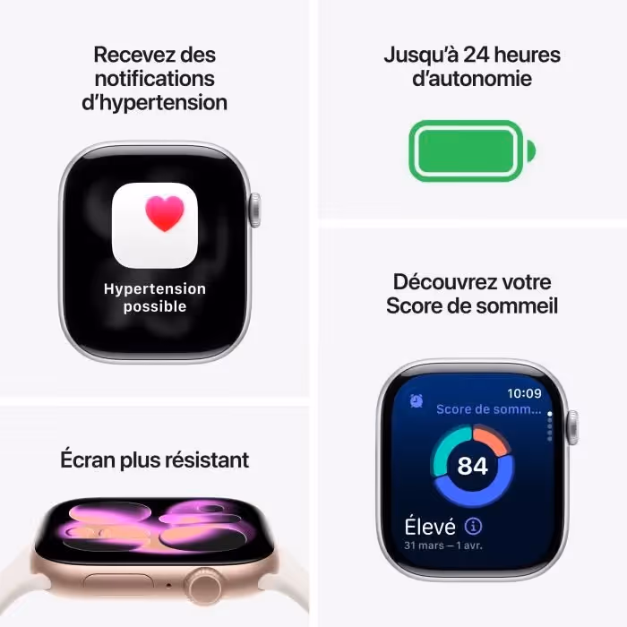Apple Watch Series 11 GPS - 42mm - Boîtier Rose Gold Aluminium - Bracelet Rose Poudré Sport Band S/M   10