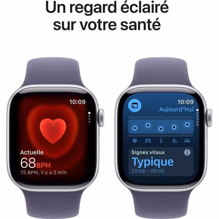 Apple Watch Series 11 GPS - 46mm - Boîtier Argent Aluminium - Bracelet Brume Pourpre Sport Band 8
