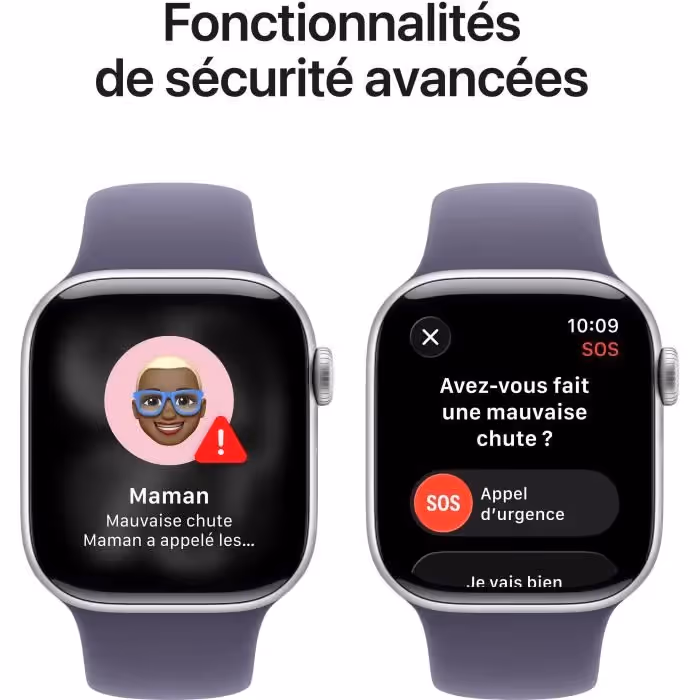Apple Watch Series 11 GPS - 46mm - Boîtier Argent Aluminium - Bracelet Brume Pourpre Sport Band 7