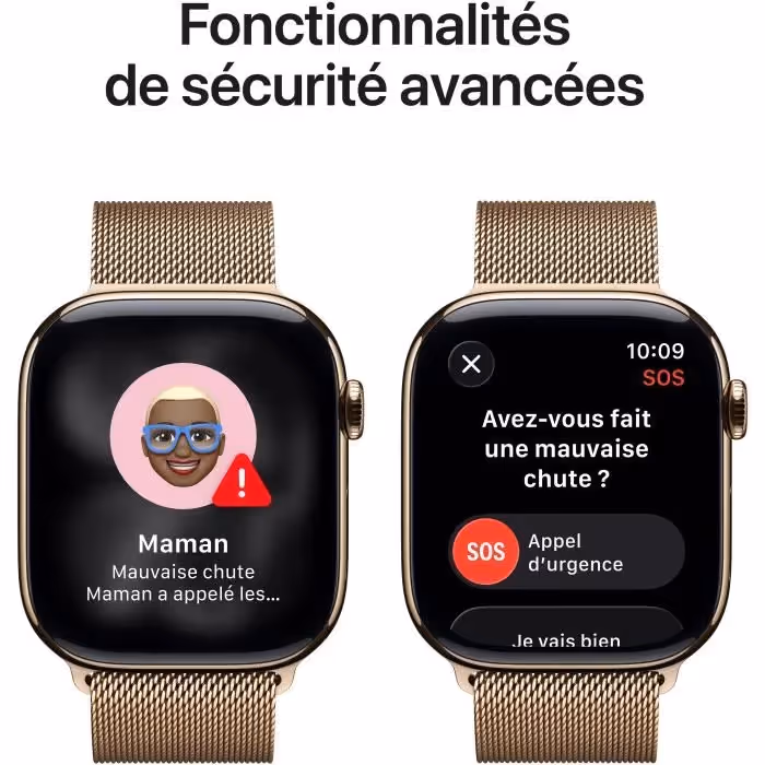 Apple Watch Series 11 GPS + Cellular - 46mm - Boîtier Titane Gold - Bracelet Boucle Milanese Gold  6