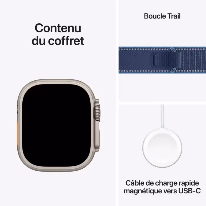 Apple Watch Ultra 3 GPS + Cellular - 49mm - Boîtier Titane Naturel  - Bracelet Blue/Bright Blue Trail Loop - S/M 8