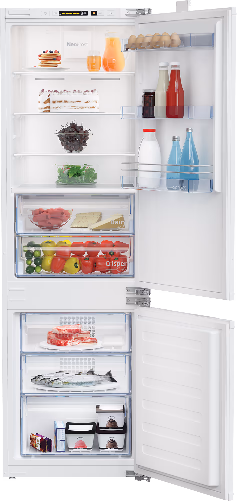 Réfrigérateur Combinés BEKO BCNE360E3W Encastrable 360L No Frost Inventer- Blanc