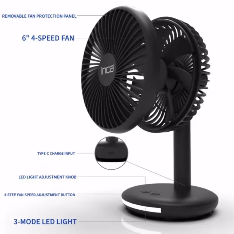 Mini Ventilateur Portable Rechargeable Inca FMI-16B – Noir 5