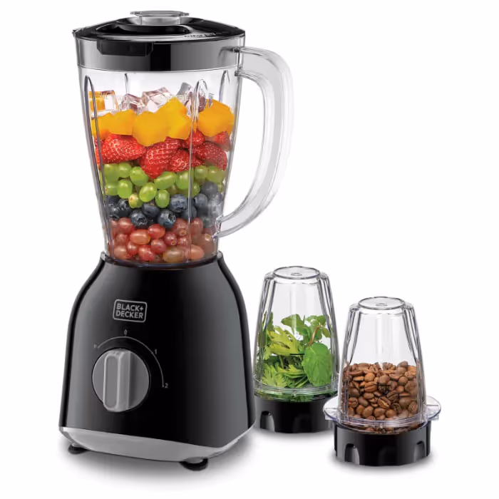 Blender Black&Decker BX440-B5  400W 1.5L + 2 Moulins - Noir