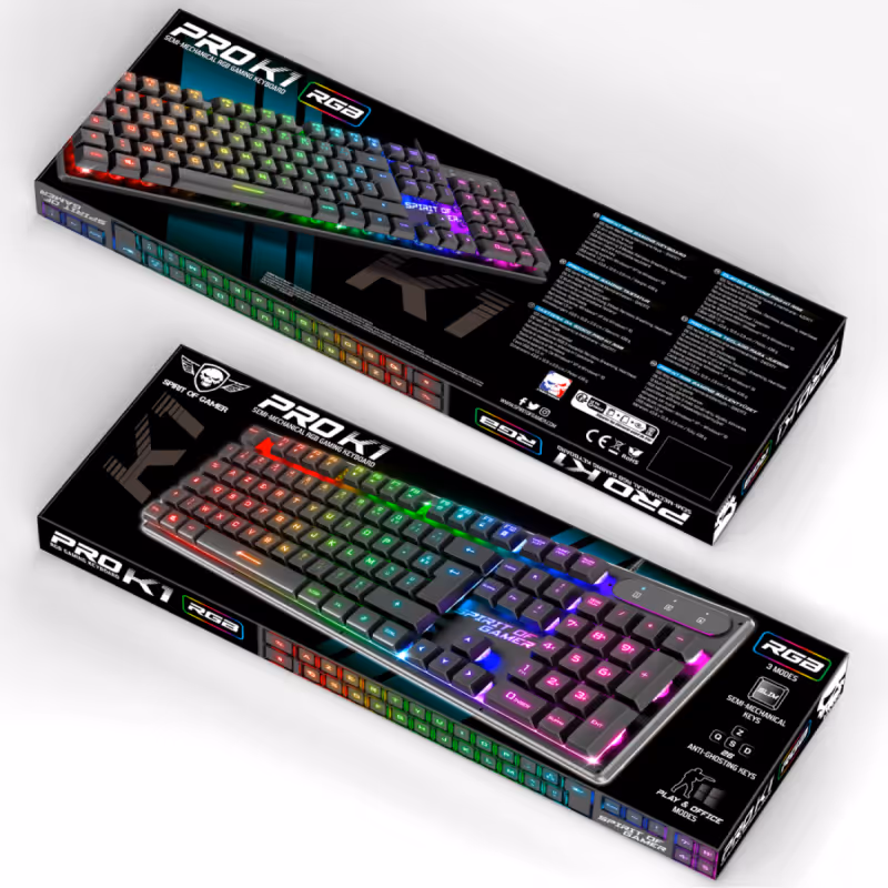 Clavier Gamer Filaire Spirit of Gamer CLA-PK1FR Semi-Mécaniques RGB 3 Modes - Noir 5