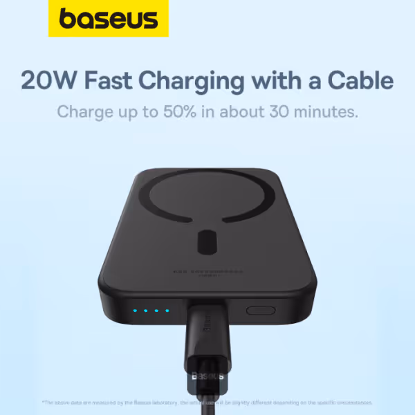 Power Bank Baseus Mini Air 6000mAh Batterie externe sans fil magnétique 15W avec port PD 20W Type-C - Noir 6