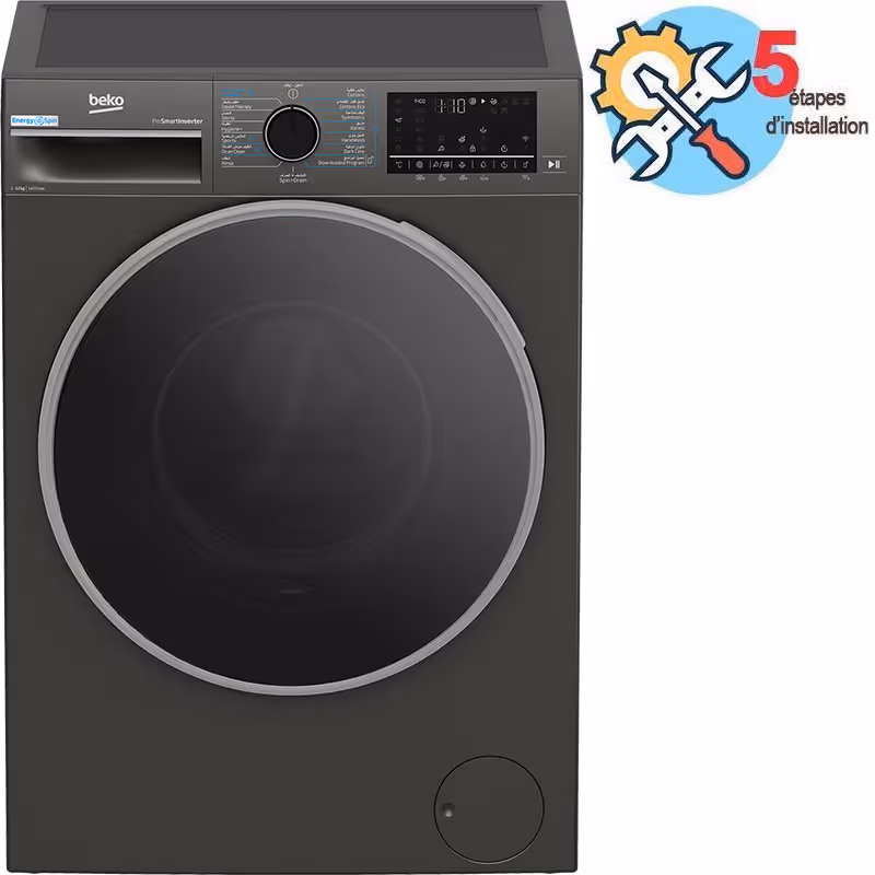 Lave Linge Frontal BEKO B5WFT612400MG 12kg - Noir