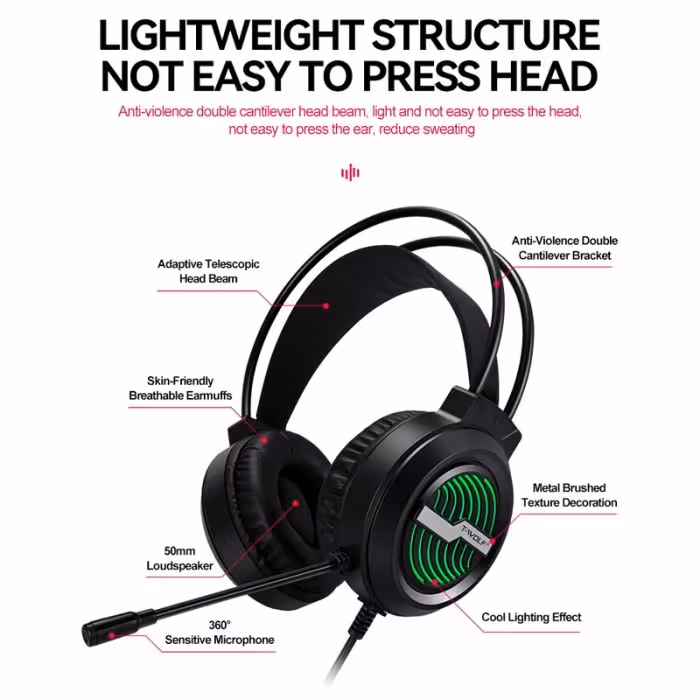Micro Casque Gaming Filaire T-Wolf H130 RGB- Noir 5