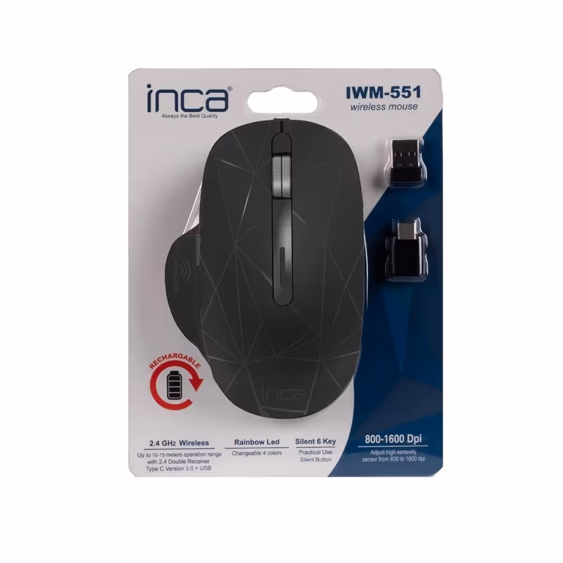 Souris Sans Fil INCA IWM-551 Rechargeable RGB - Noir&Vert 6